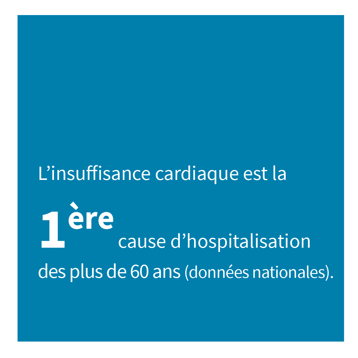 L’insuffisance cardiaque est la 1ère cause d’hospitalisation des plus de 60 ans (données nationales).