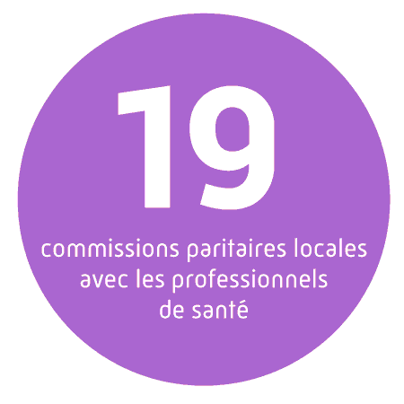 19 commissions paritaires locales avec les professionnels de santé