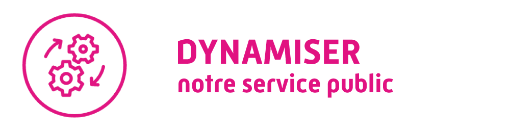 pictogramme main deux mains serrées - texte : dynamiser notre service public
