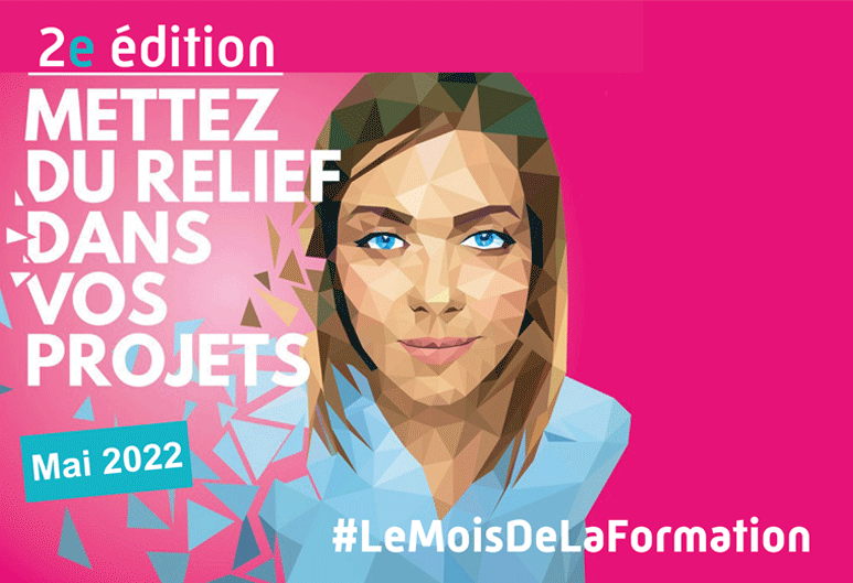 affiche mois de la formation visage de femme pixelisé