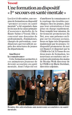 Formation 1ers secours santé mentale