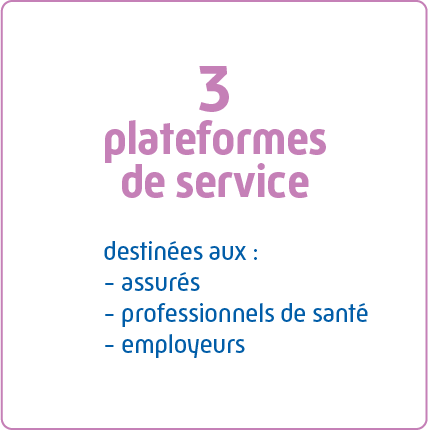 3 plateformes de service. Destinées aux assurés, professionnels de santé et employeurs.