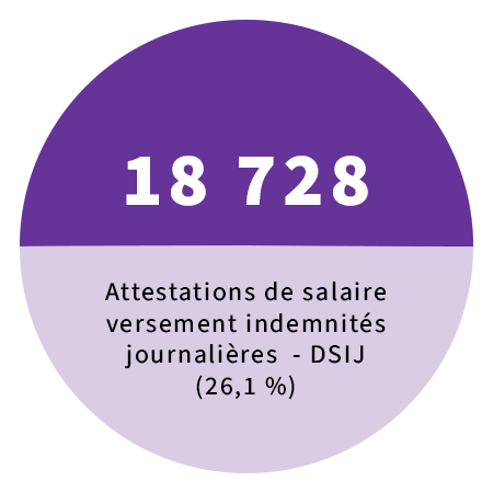 18 728 Attestations de salaire pour le versement des indemnités journalières de la sécurité sociale - DSIJ (26,1 %)