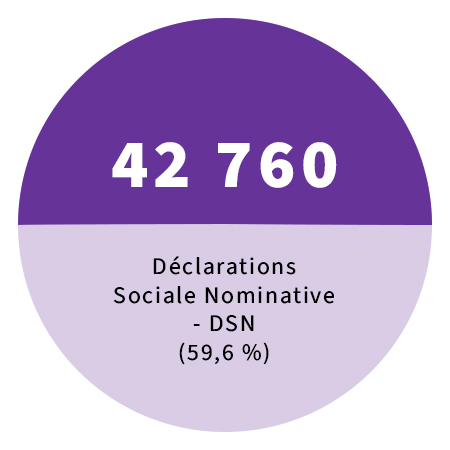 42 760 Déclarations Sociale Nominative - DSN (59,6 %)