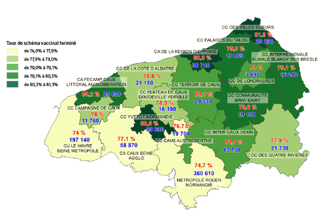 Taux schéma vaccinal terminé en Seine-Maritime