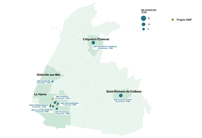 Carte Maisons de santé pluriprofessionnelles (EPCI - LE HAVRE SEINE MÉTROPOLE)