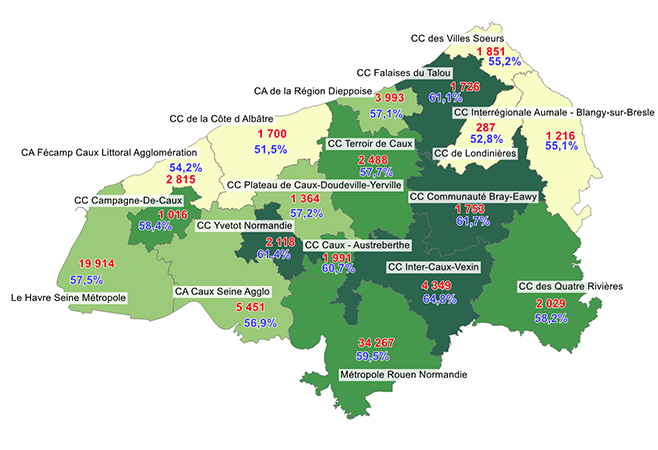 Carte Taux de dépistage cancer du sein : 58,8%