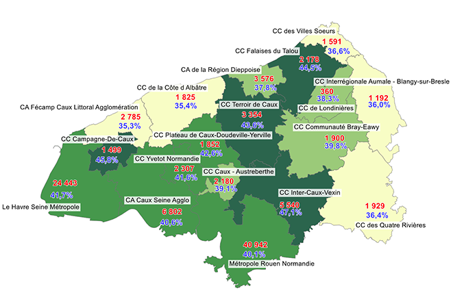 Carte Taux de dépistage cancer du col de l'utérus : 40,6%