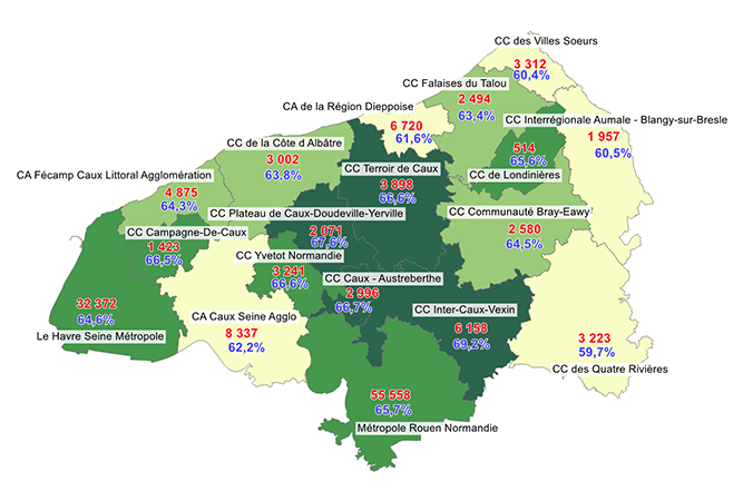 Carte Taux de vaccination anti-grippale : 64,8%