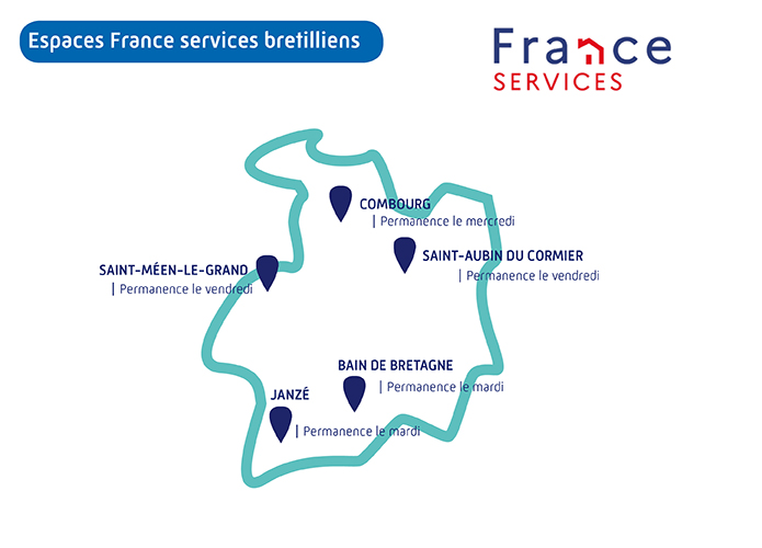 Carte des Espaces France services en Ille-et-Vilaine