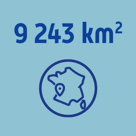 superficie du département des Landes : 9 243 km2
