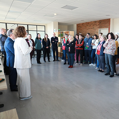 Photo de Catherine Pelletier et Pascal Nicolle lors de l'accueil des agents