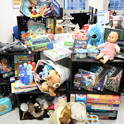 photo des jouets collectés au profit des Restos du Coeur