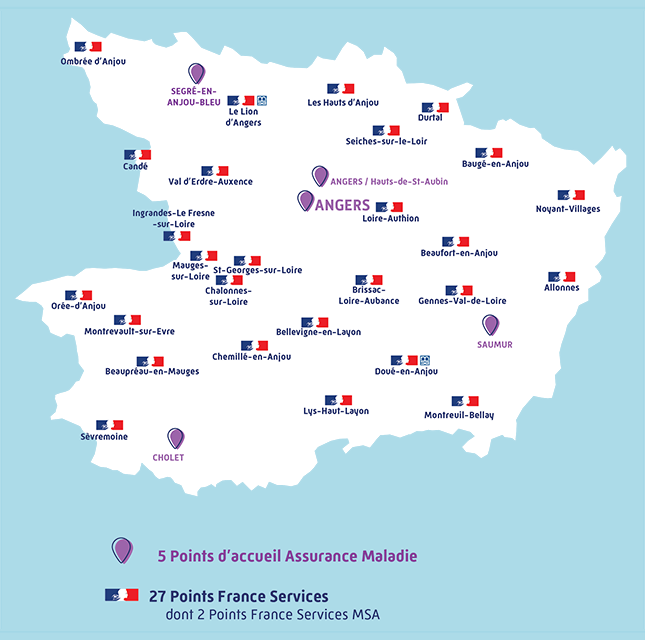 Carte des points d'accueil au 31 décembre 2022