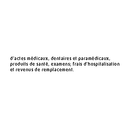 d'actes médicaux, dentaires et paramédicaux, produits de santé, examens, frais d'hospitalisation et revenus de remplacement.