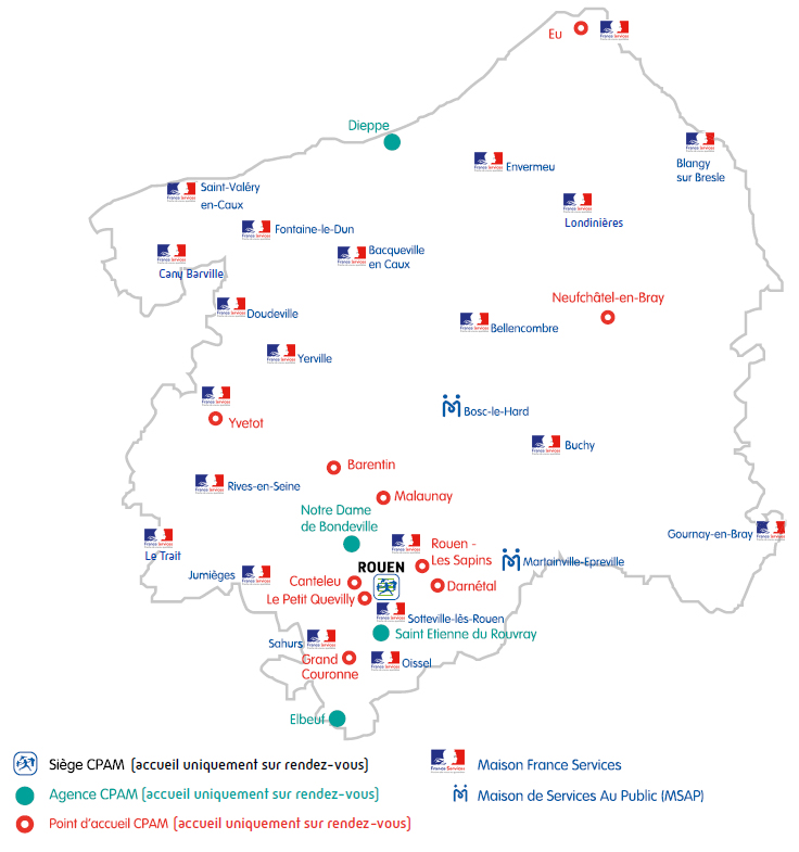 Réseau accueil de la CPAM Rouen-Elbeuf-Dieppe