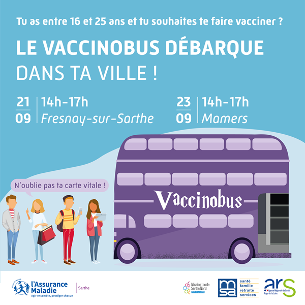 Visuel Le vaccinobus débarque dans ta ville - septembre 2021