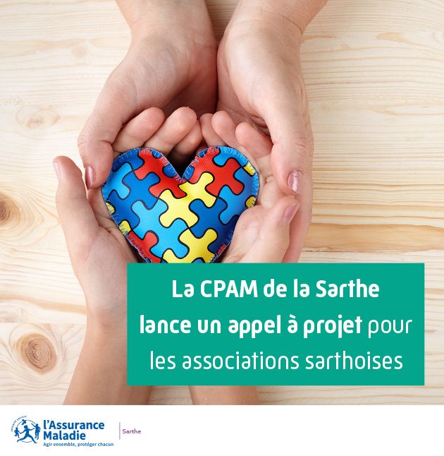 Visuel deux mains tiennent un coeur : La CPAM de la Sarthe lance un appel à projet pour les associations sarthoises