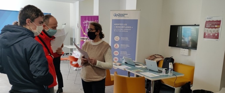 Stand de la CPAM de la Sarth lors des Portes ouvertes 2022 de Le Mans Université