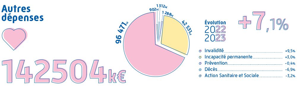 Graphique présentant les dépenses de santé 2023 de la CPAM de la Sarthe pour autres dépenses