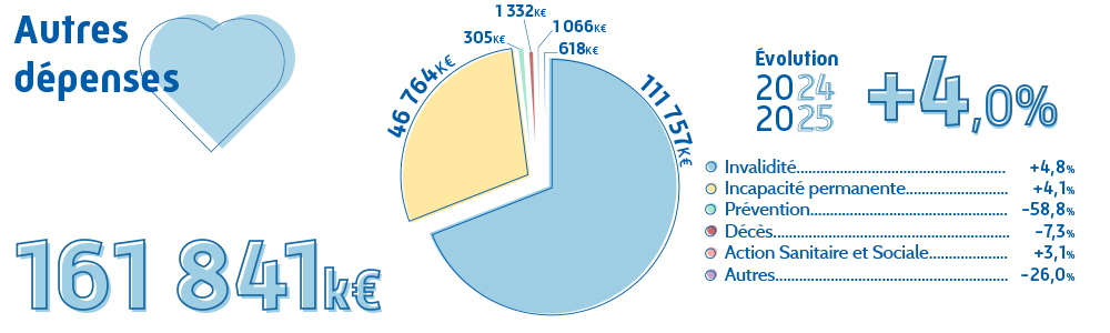 Graphique présentant les dépenses de santé 2025 de la CPAM de la Sarthe pour autres dépenses