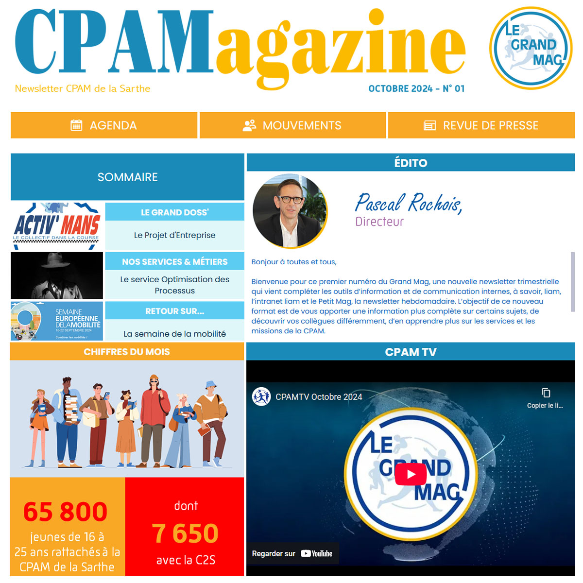 Illustration de la newsletter trimestrielle interne Le Grand Mag