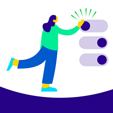 Illustration d'une femme répondant à un questionnaire