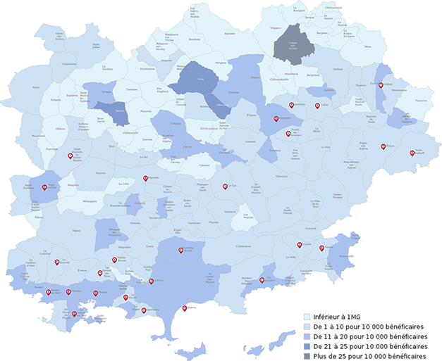 Cartographie de la répartition des médecins généralistes par commune