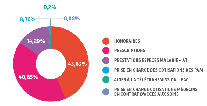 Infographie détaillant la répartition des soins de ville