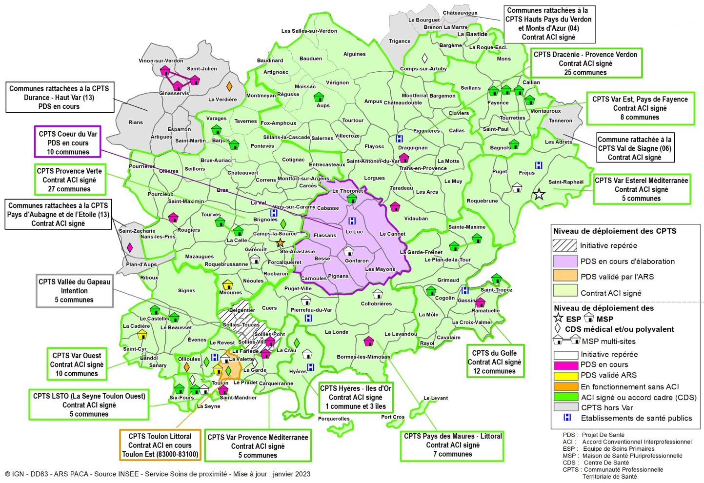 Les structures d'exercice coordonné dans le Var au 31 décembre 2022