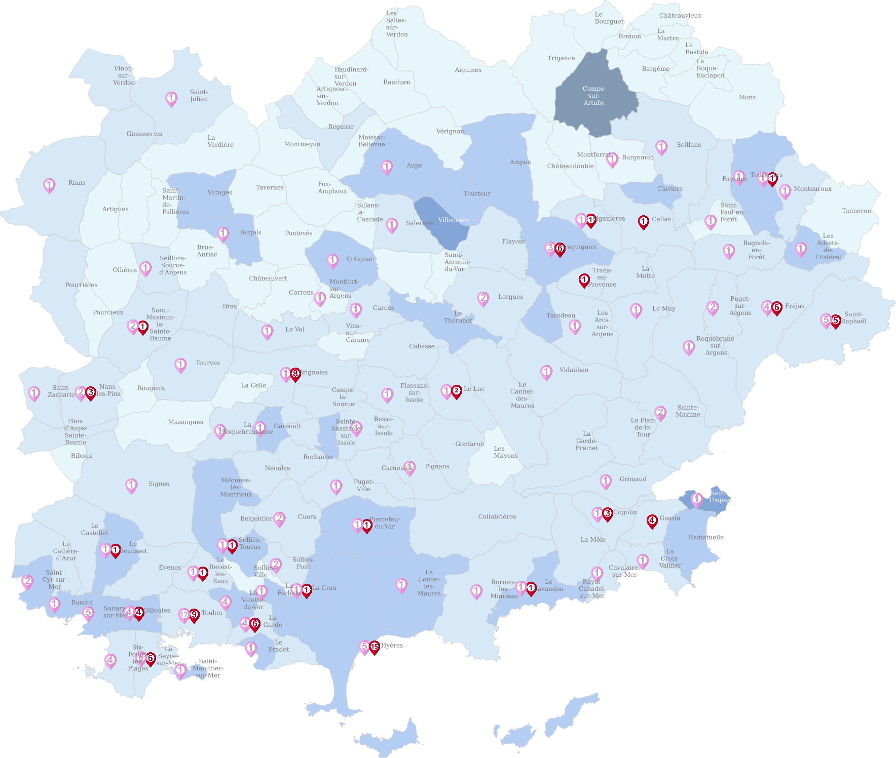 Cartographie de la couverture médicale des Médecins Généralistes dans le Var