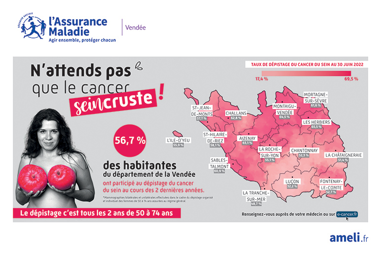 Cartographie des taux de dépistage du cancer du sein en Vendée