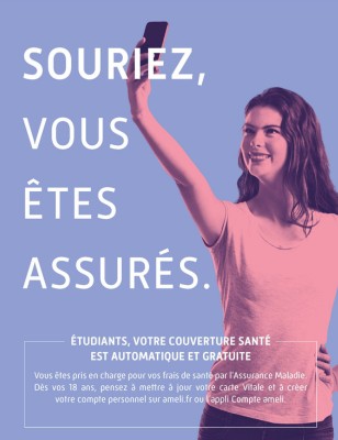 Affiche étudiants : souriez vous êtes assurés